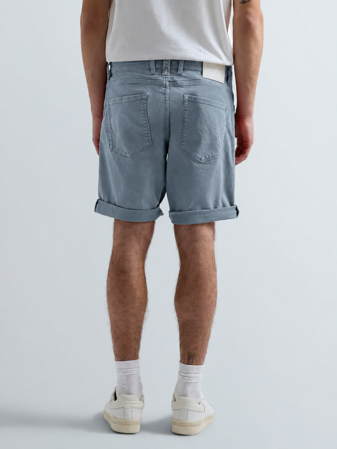 9.5 OZ STRETCH BULL DENIM TAPERED-FIT SHORTS | PEWTER BLUE MA981Y 8488790-211