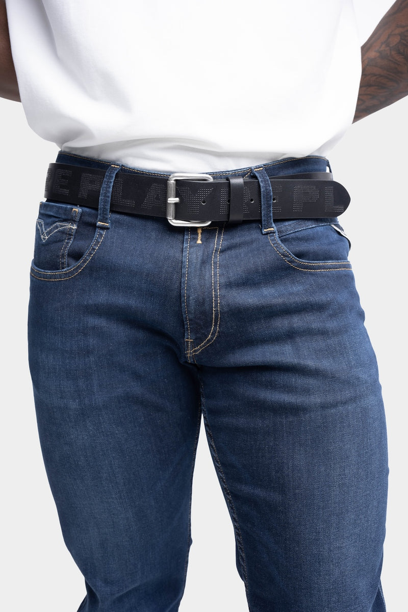 BELT WITH TEXTURED LOGO | BLACK AM2713 A1207B-0098