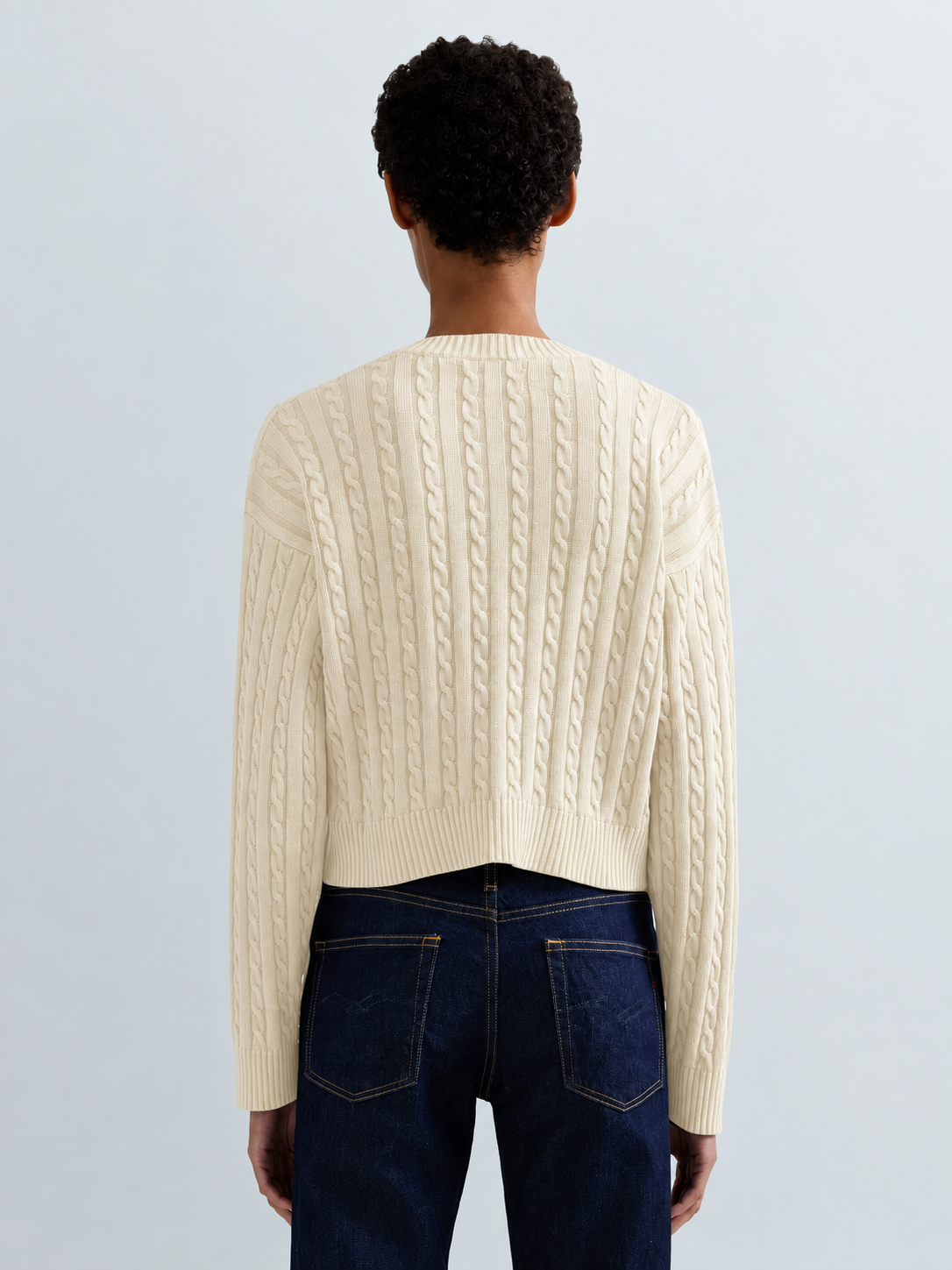 CROPPED CABLE-KNIT SWEATER WITH LOGO | DK4212 G21280G 011