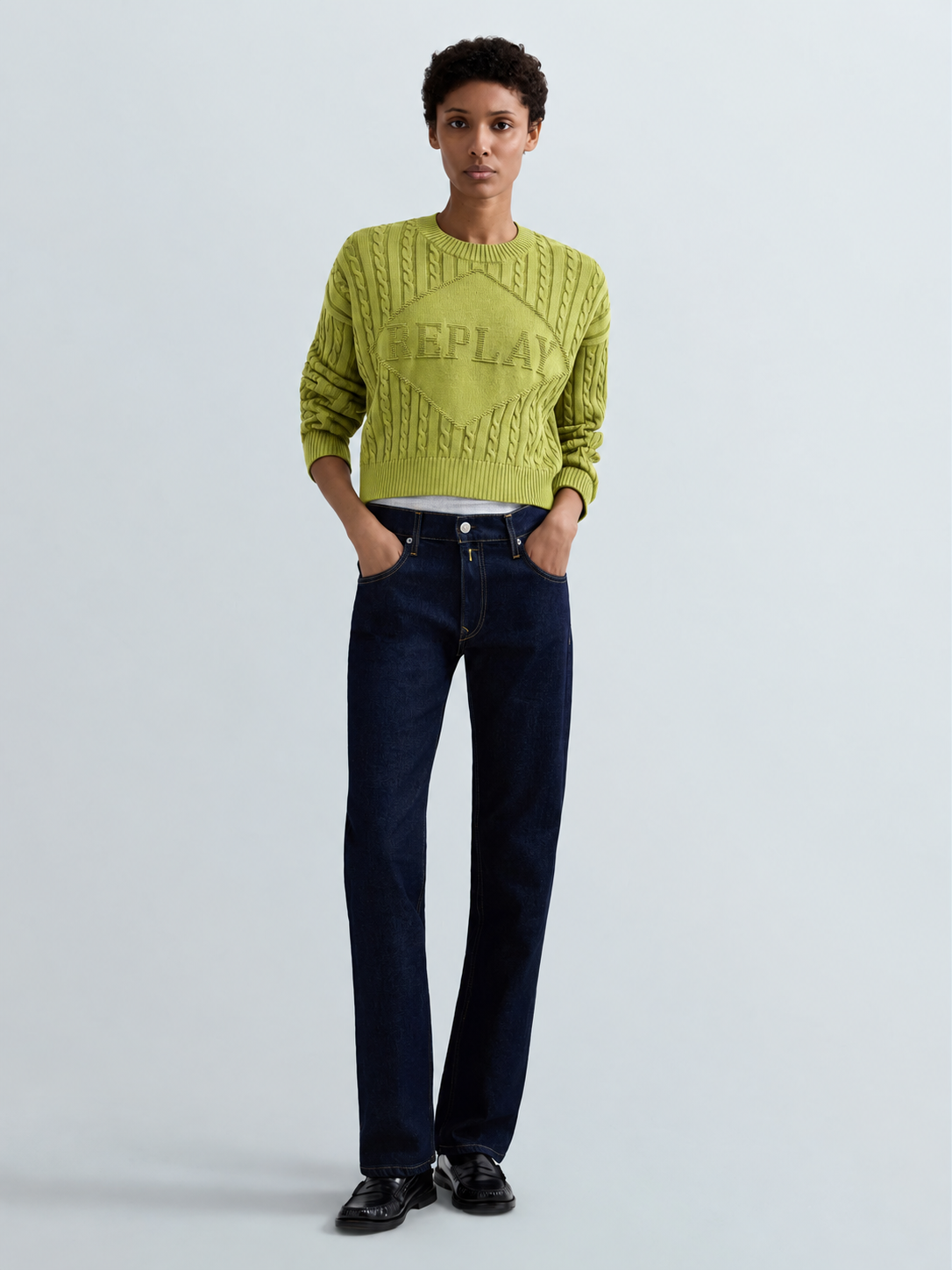 CROPPED CABLE-KNIT SWEATER WITH LOGO | DK4212 G21280G 038