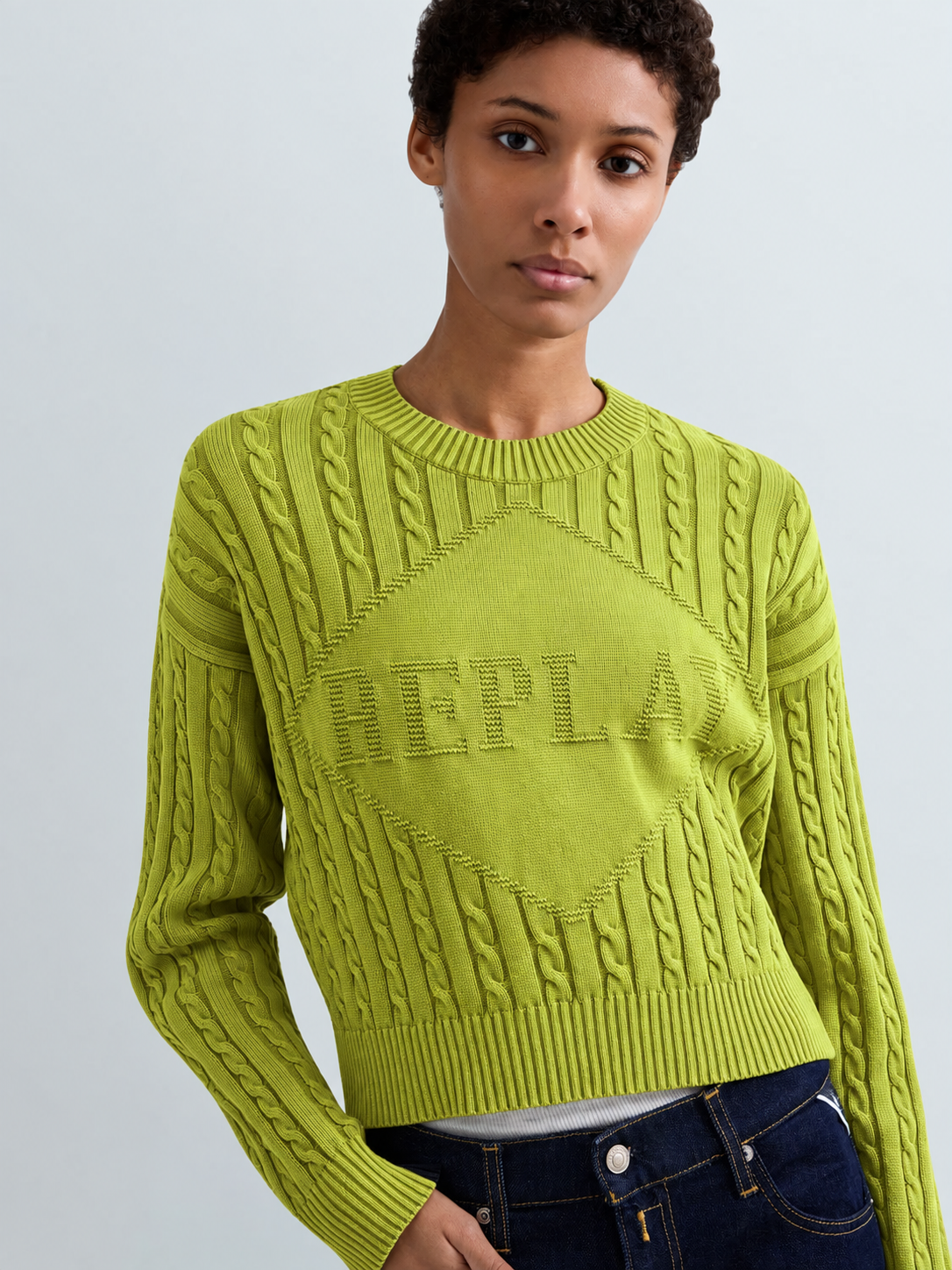 CROPPED CABLE-KNIT SWEATER WITH LOGO | DK4212 G21280G 038