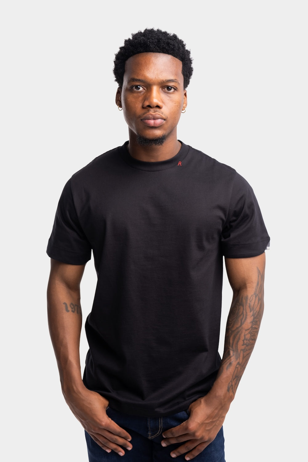 PIECE DYED HEAVY COTTON JERSEY T-SHIRT | BLACK M3379 23608P-098