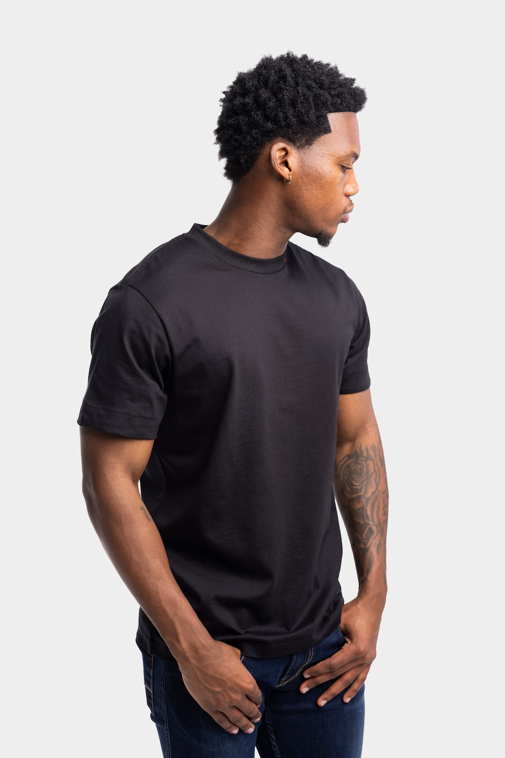 PIECE DYED HEAVY COTTON JERSEY T-SHIRT | BLACK M3379 23608P-098