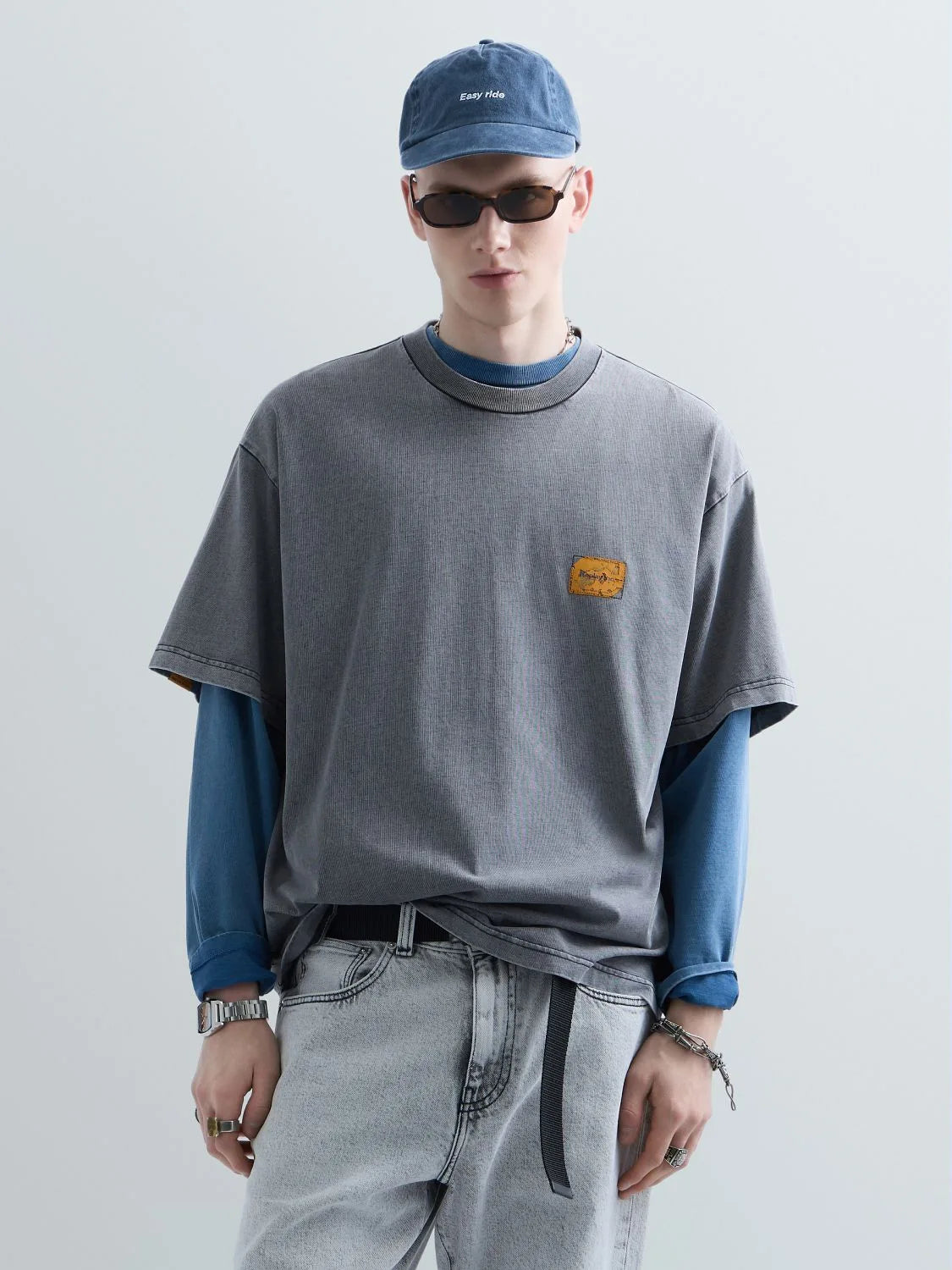 DIRTY WASH DRY HEAVY COTTON JERSEY T-SHIRT | ACID BLACK KU6047 D23846D-010