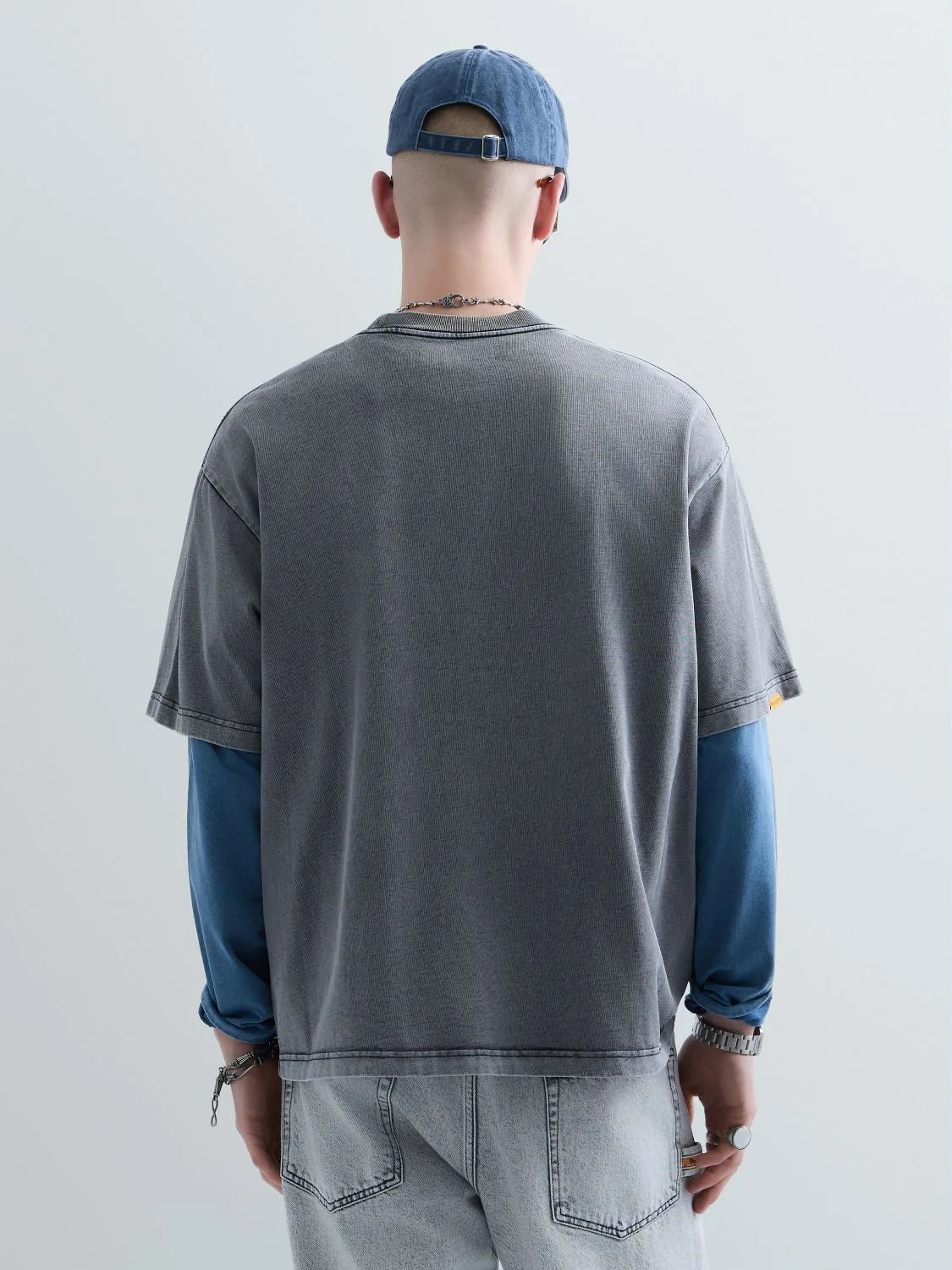 DIRTY WASH DRY HEAVY COTTON JERSEY T-SHIRT | ACID BLACK KU6047 D23846D-010