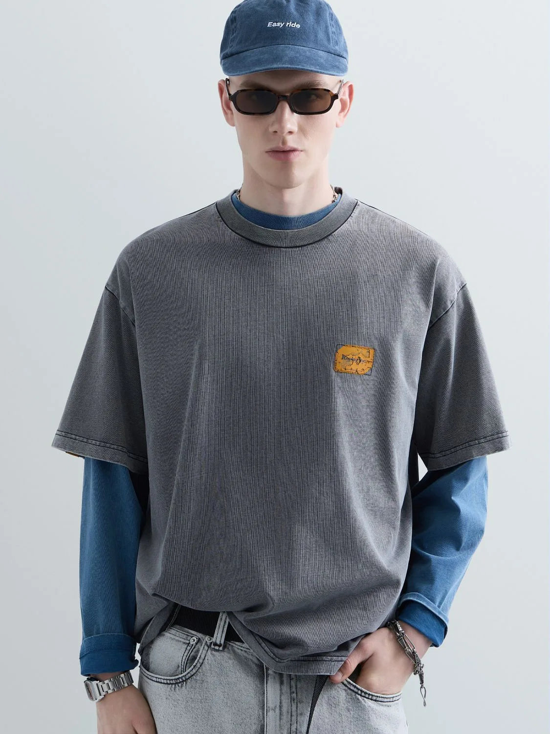 DIRTY WASH DRY HEAVY COTTON JERSEY T-SHIRT | ACID BLACK KU6047 D23846D-010