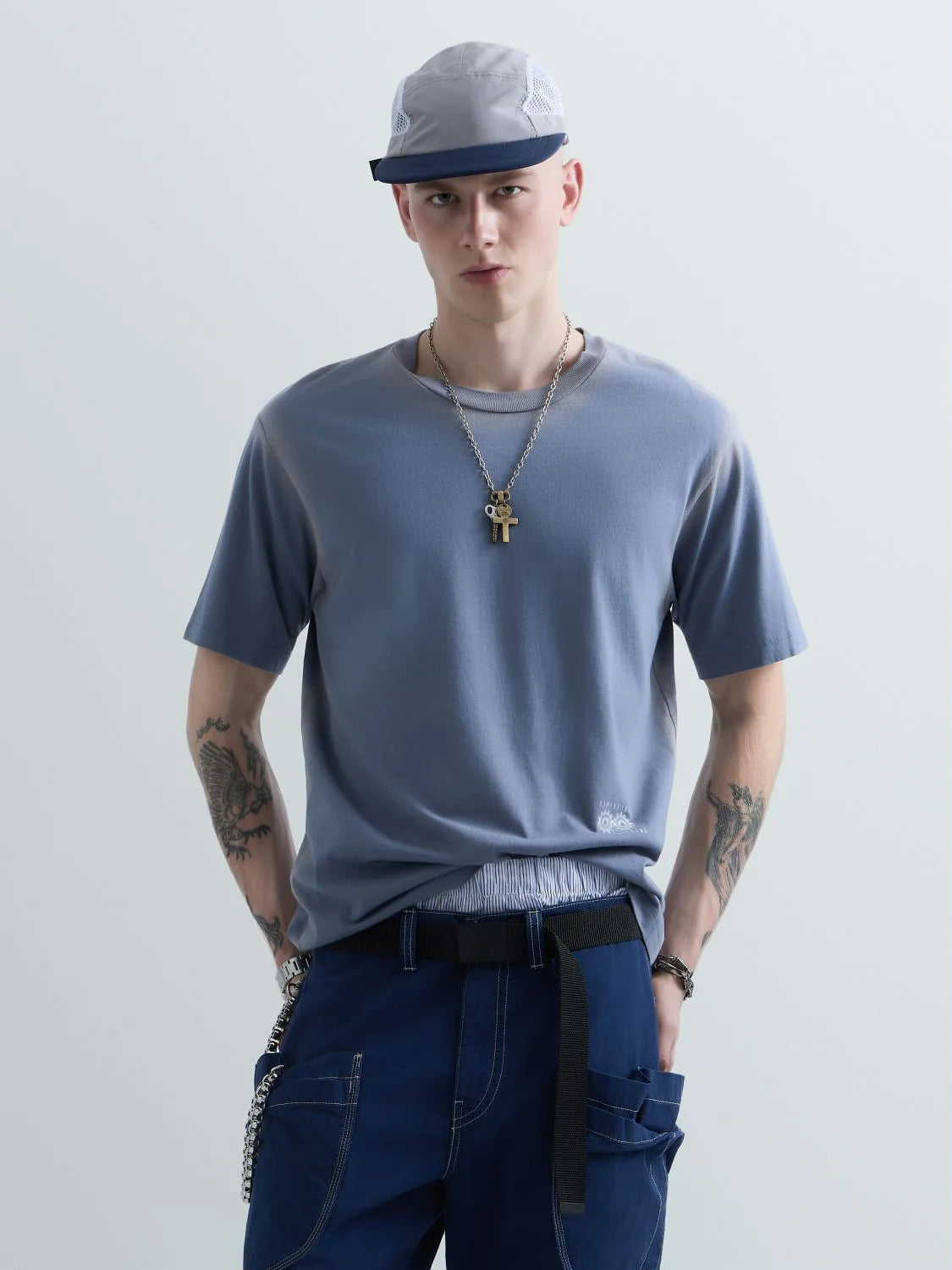 20/1 SPRAYED COTTON JERSEY T-SHIRT | LAKE BLUE KU6049 D23608S-781