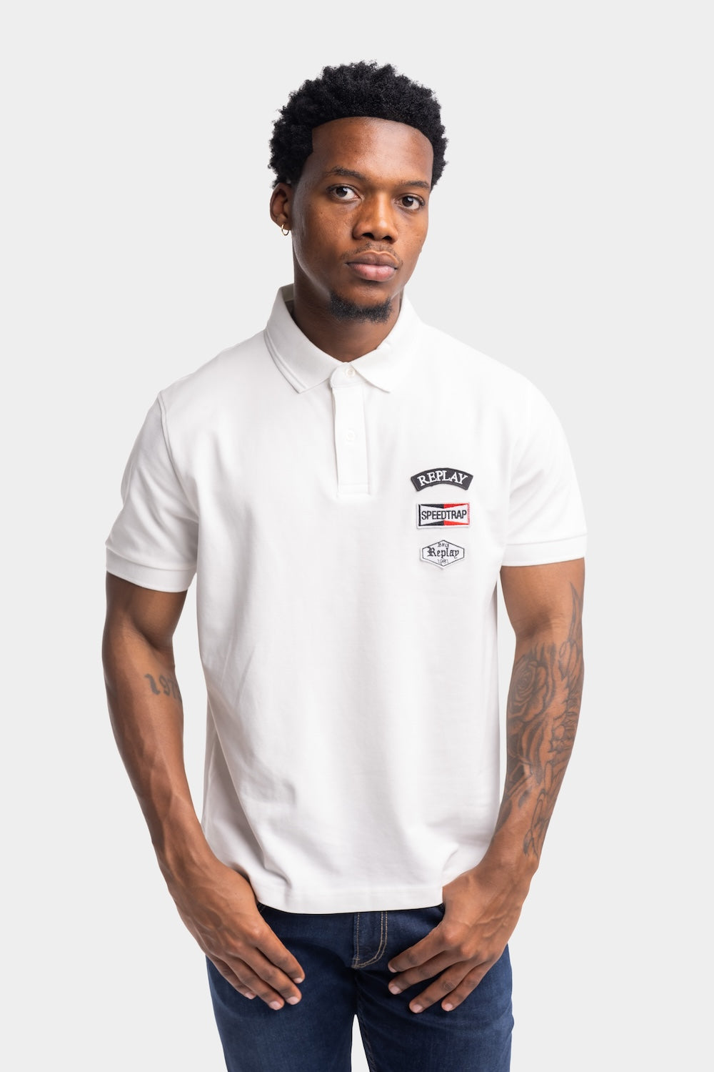 STRETCH COTTON PIQUET POLO SHIRT | NATURAL WHITE M3069 21868-011