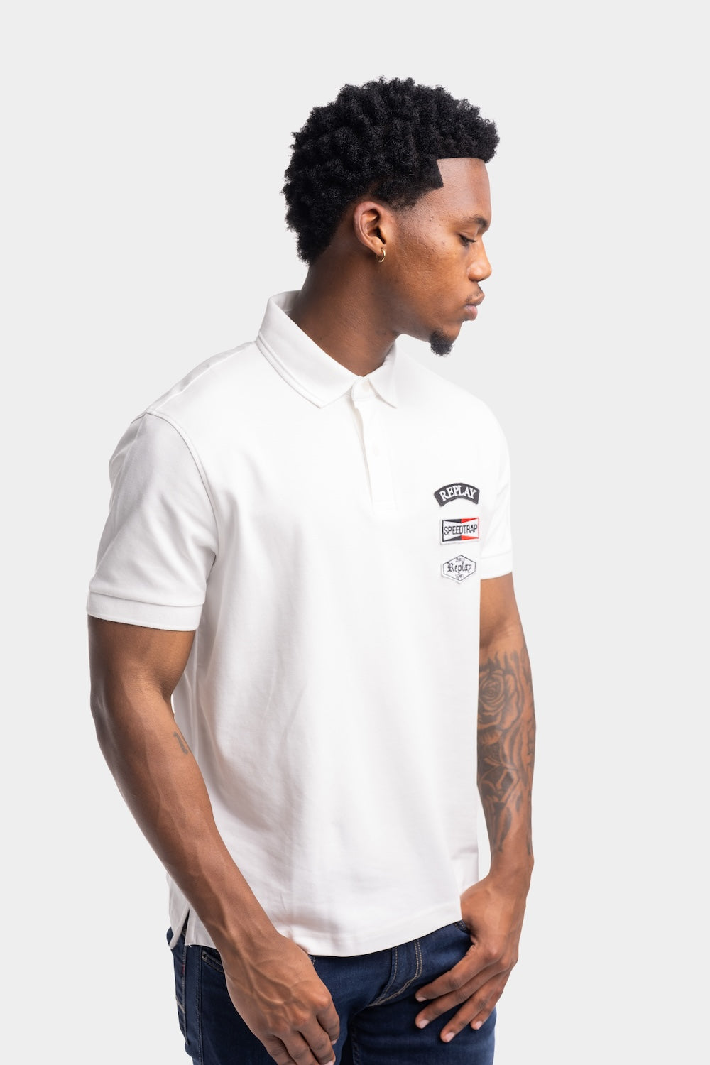 STRETCH COTTON PIQUET POLO SHIRT | NATURAL WHITE M3069 21868-011