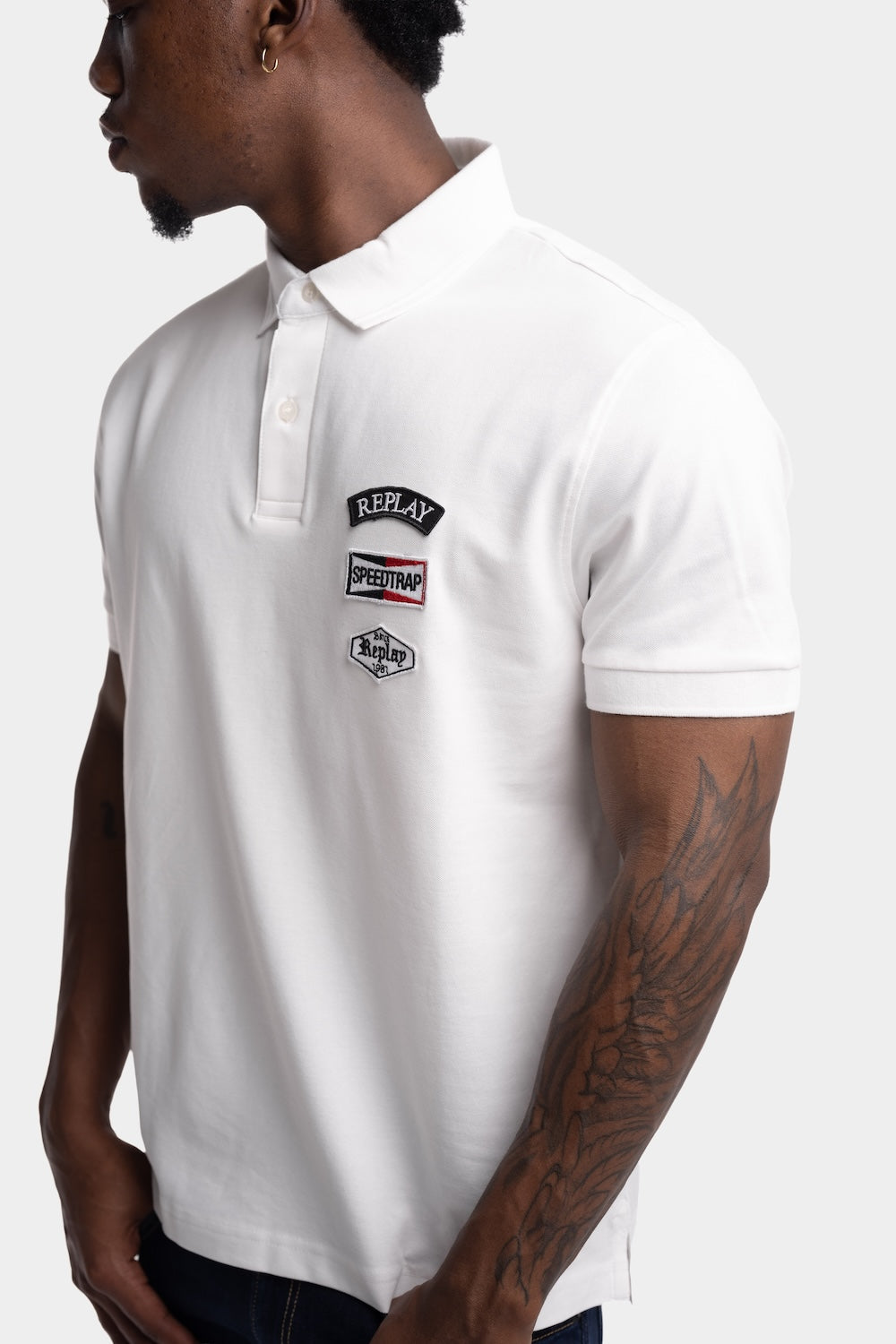 STRETCH COTTON PIQUET POLO SHIRT | NATURAL WHITE M3069 21868-011