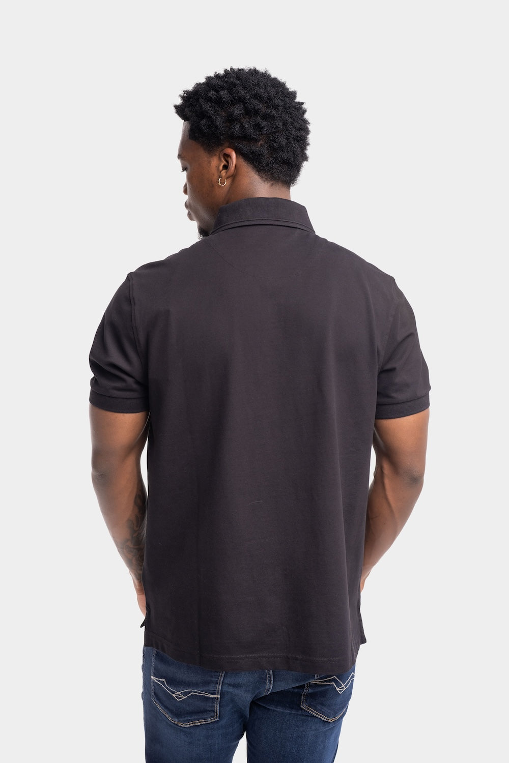 STRETCH COTTON PIQUET POLO SHIRT | BLACK M3069 21868-098