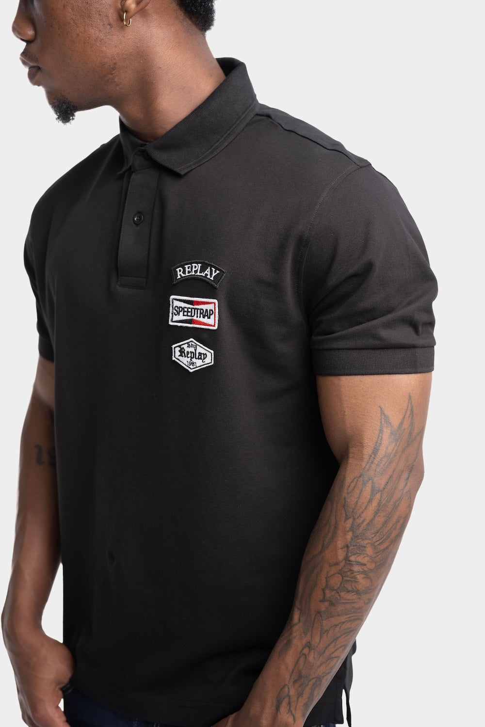 STRETCH COTTON PIQUET POLO SHIRT | BLACK M3069 21868-098