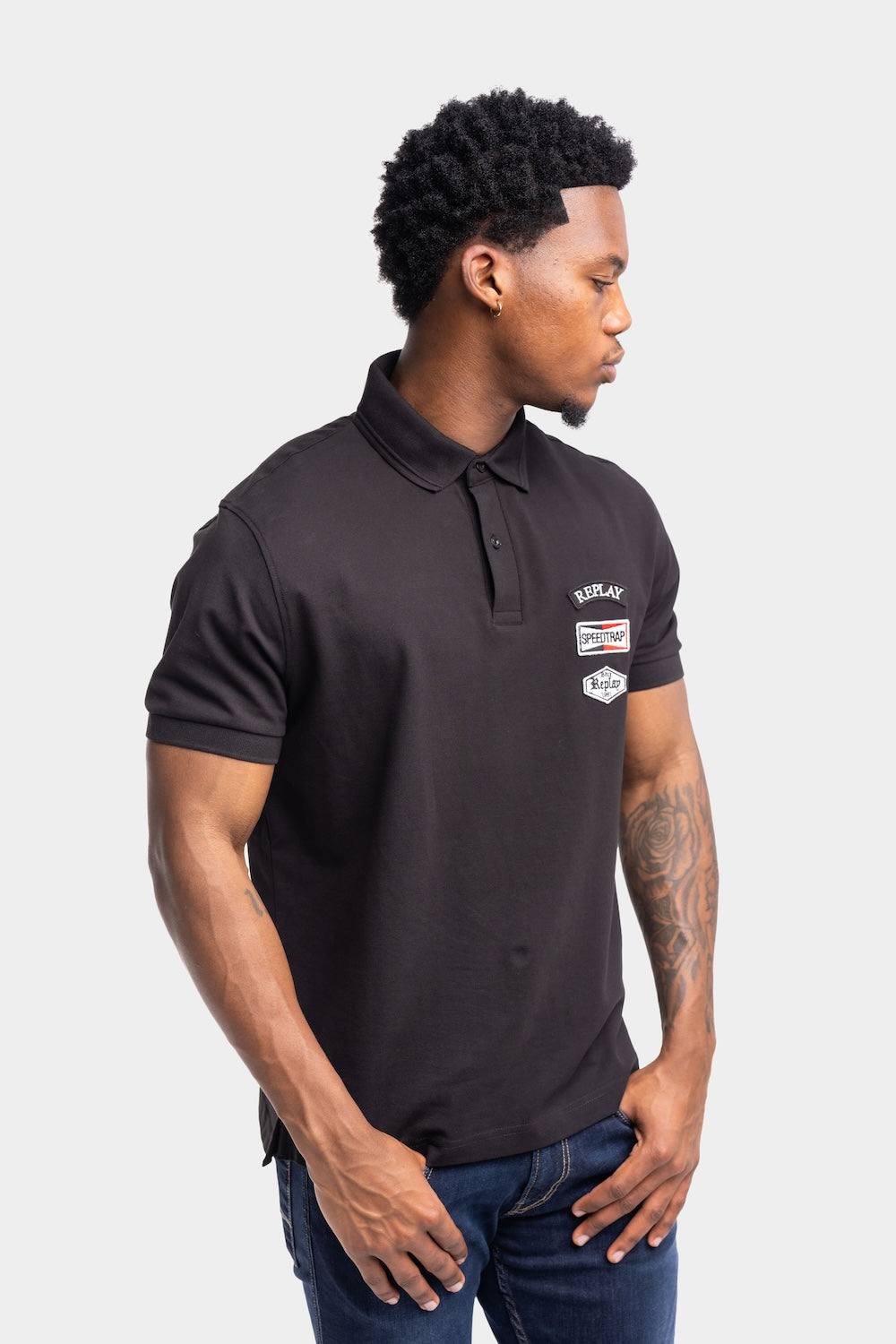 STRETCH COTTON PIQUET POLO SHIRT | BLACK M3069 21868-098
