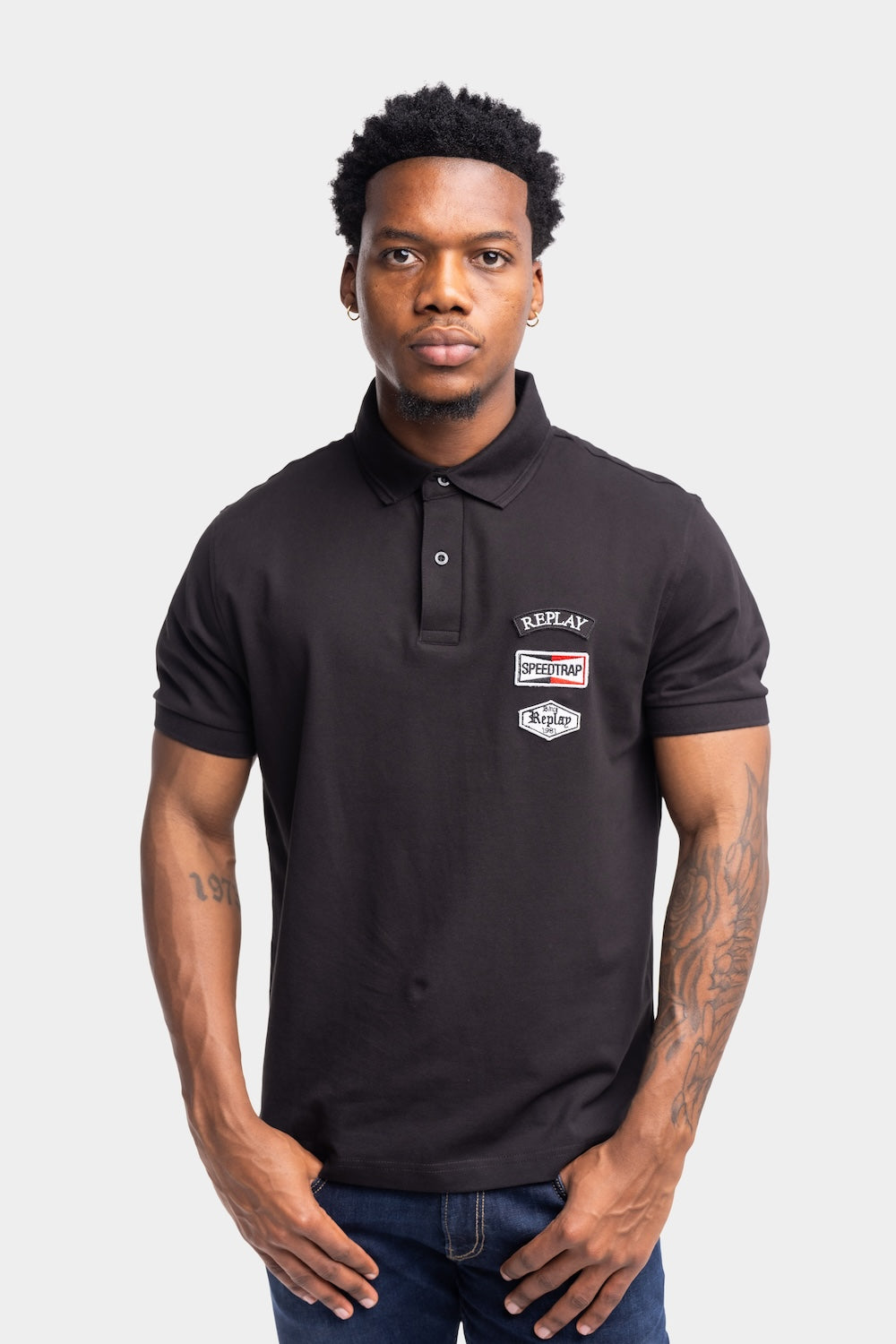 STRETCH COTTON PIQUET POLO SHIRT | BLACK M3069 21868-098