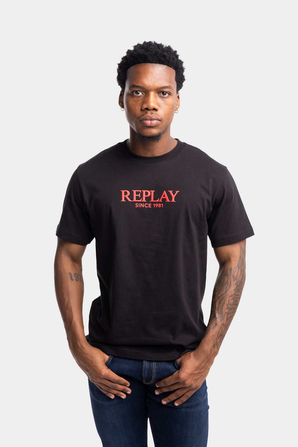 JERSEY T-SHIRT WITH EMBOSSED LOGO | BLACK M3341 2660-098