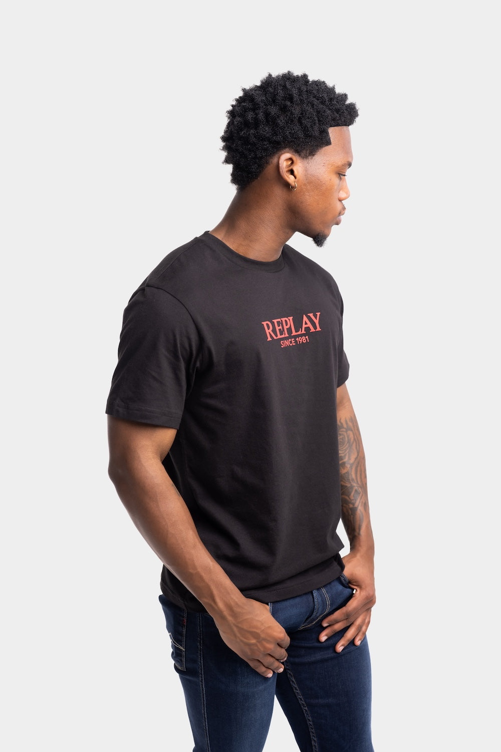 JERSEY T-SHIRT WITH EMBOSSED LOGO | BLACK M3341 2660-098