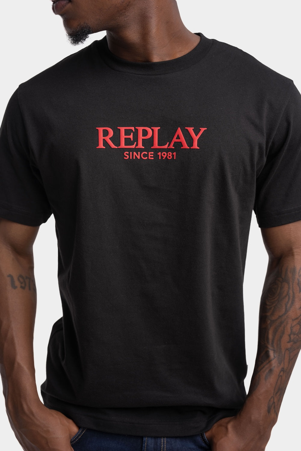 JERSEY T-SHIRT WITH EMBOSSED LOGO | BLACK M3341 2660-098