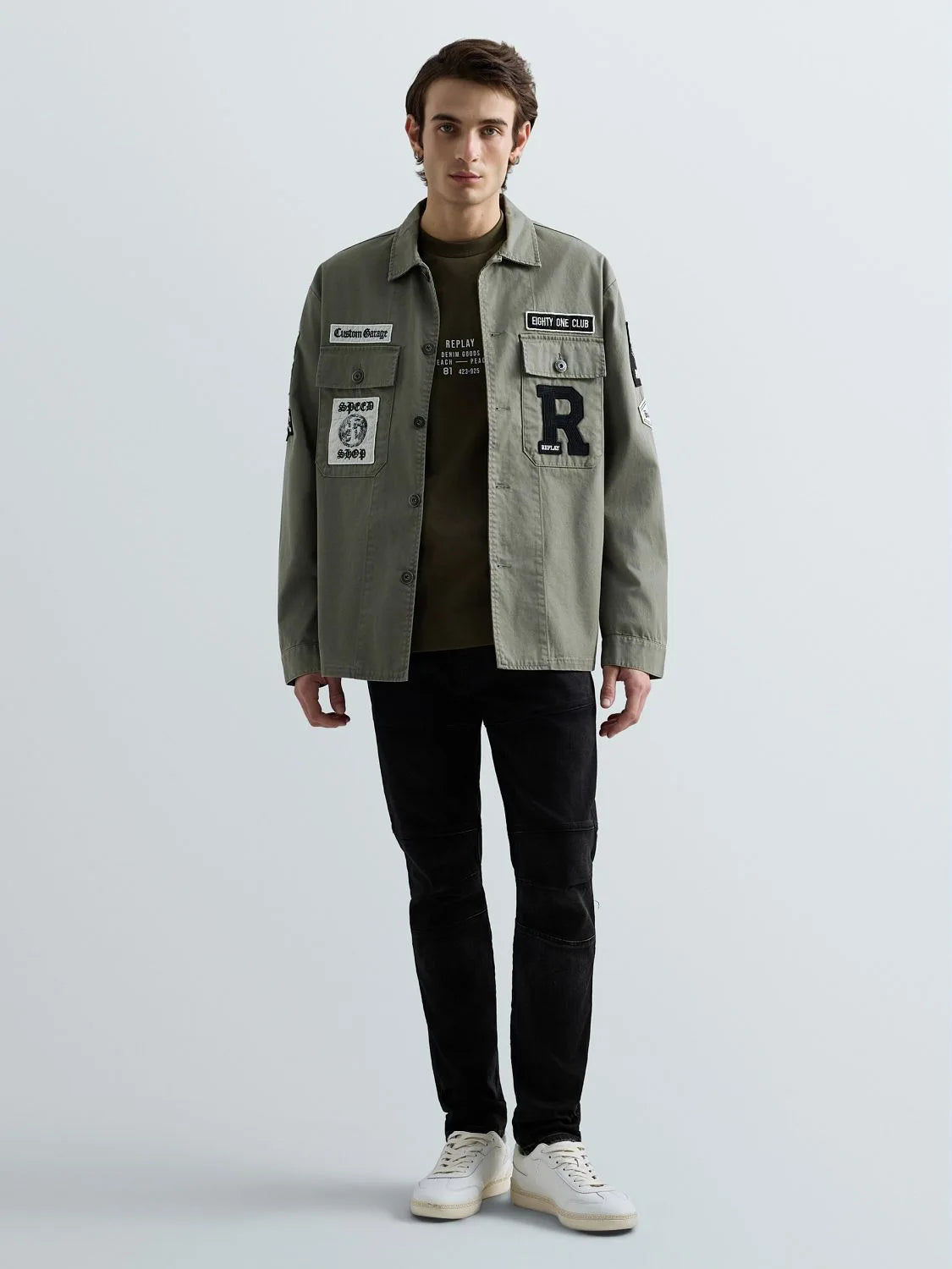 OVERSHIRT WITH PATCH AND LOGO | LIGHT MILITARY M8445C 85022N-103