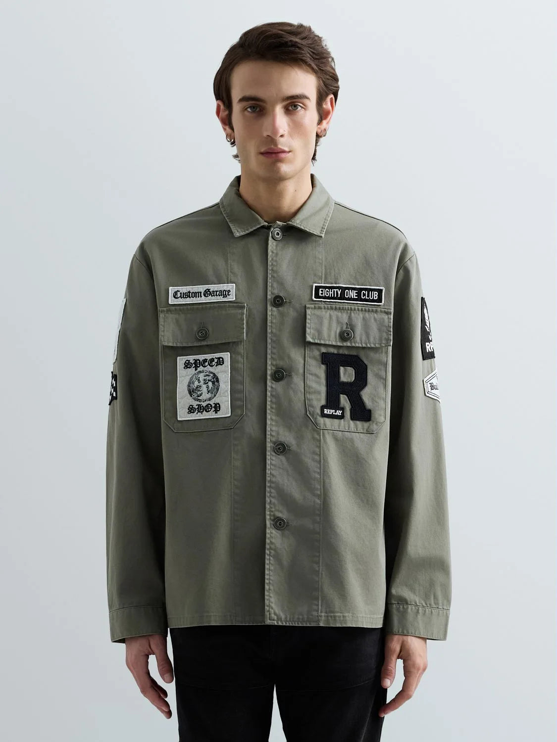 OVERSHIRT WITH PATCH AND LOGO | LIGHT MILITARY M8445C 85022N-103