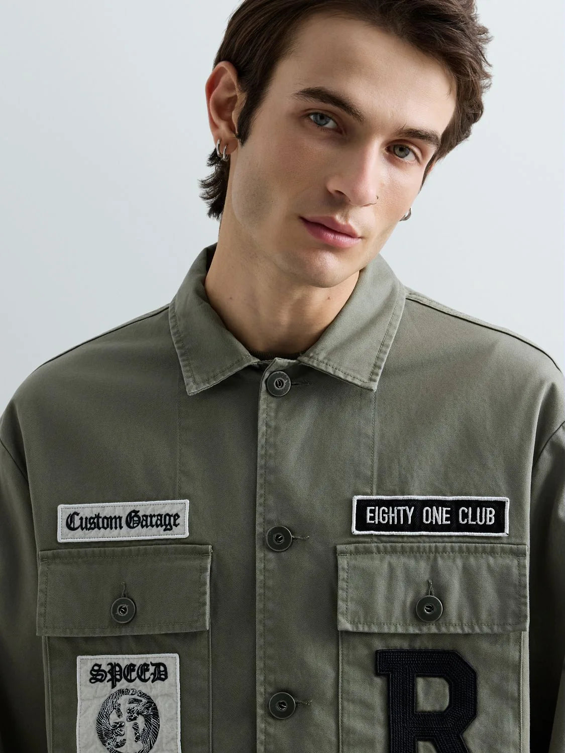 OVERSHIRT WITH PATCH AND LOGO | LIGHT MILITARY M8445C 85022N-103