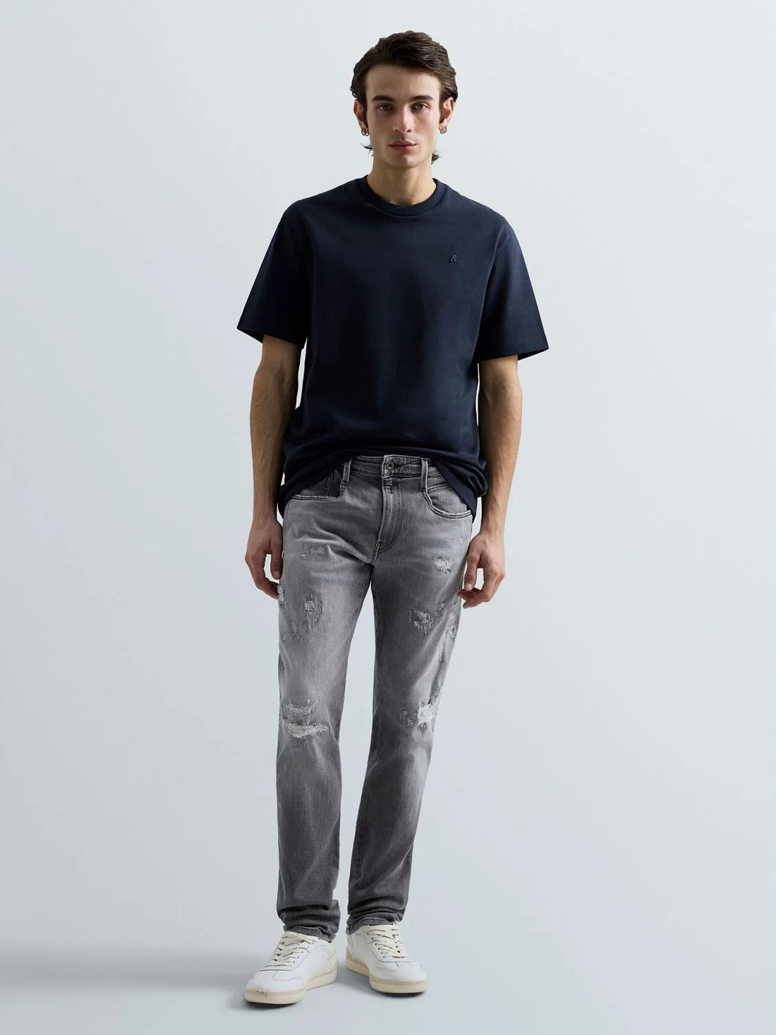 12 OZ WHITE WEFT BLACK POWER STRETCH DENIM | MEDIUM GREY M914Q 199 112-096