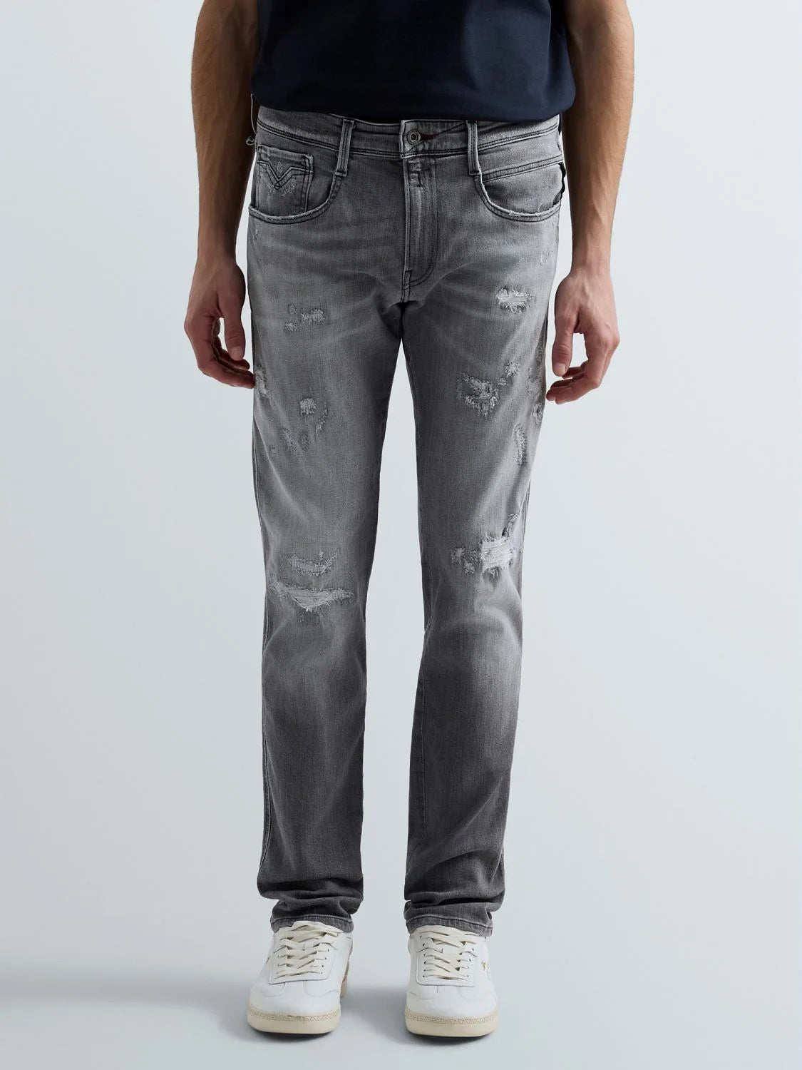 12 OZ WHITE WEFT BLACK POWER STRETCH DENIM | MEDIUM GREY M914Q 199 112-096