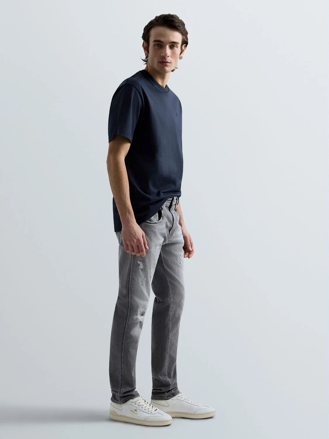 12 OZ WHITE WEFT BLACK POWER STRETCH DENIM | MEDIUM GREY M914Q 199 112-096
