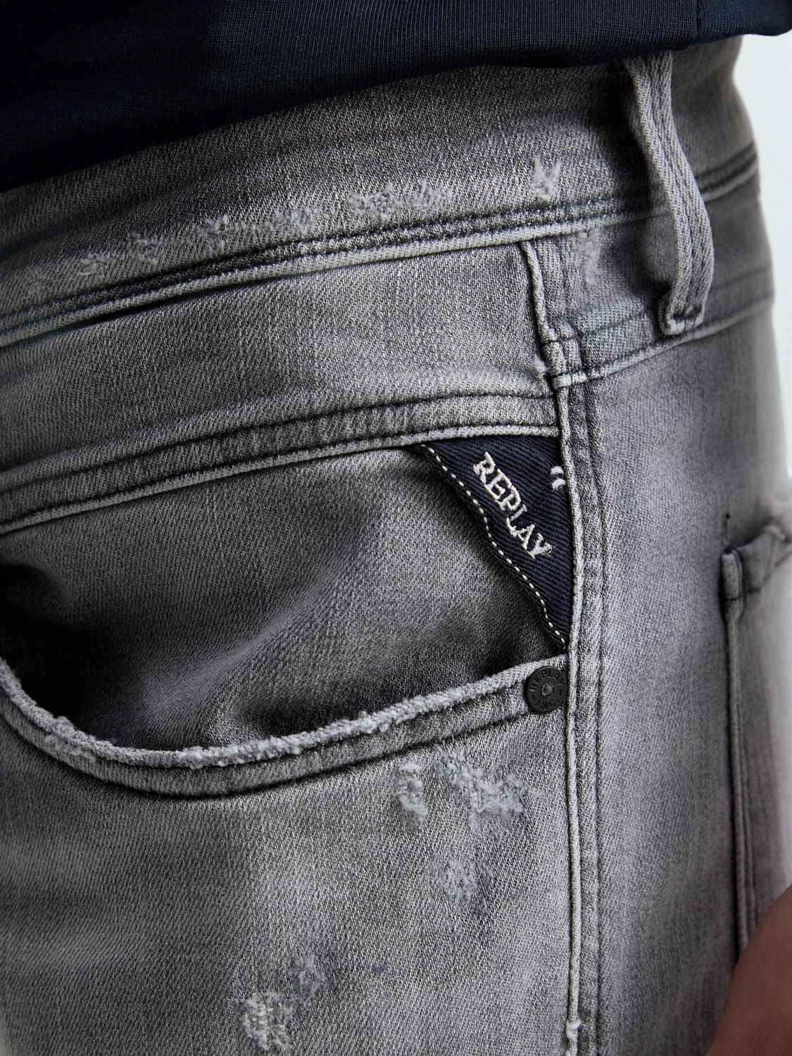 12 OZ WHITE WEFT BLACK POWER STRETCH DENIM | MEDIUM GREY M914Q 199 112-096