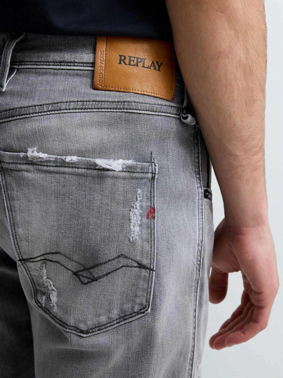 12 OZ WHITE WEFT BLACK POWER STRETCH DENIM | MEDIUM GREY M914Q 199 112-096