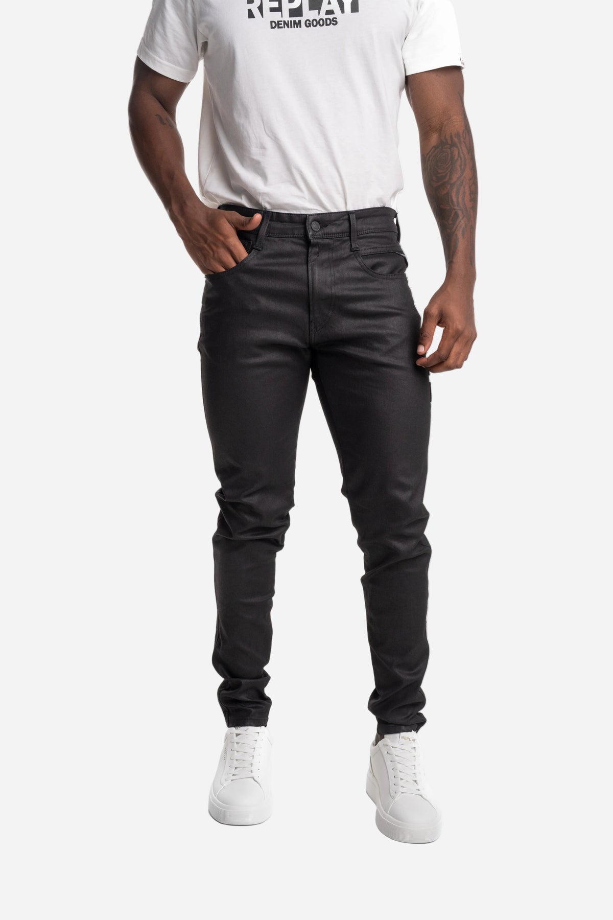 SUPER SLIM FIT WAX COATED BRONNY JEANS | MA934A 13A 07 098