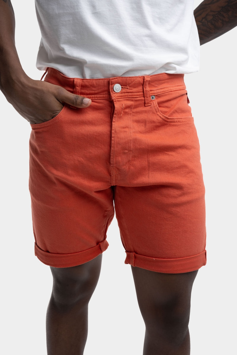 9.5 OZ STRETCH BULL DENIM TAPERED-FIT SHORTS | BURNT ORANGE MA981Y 8488790-644