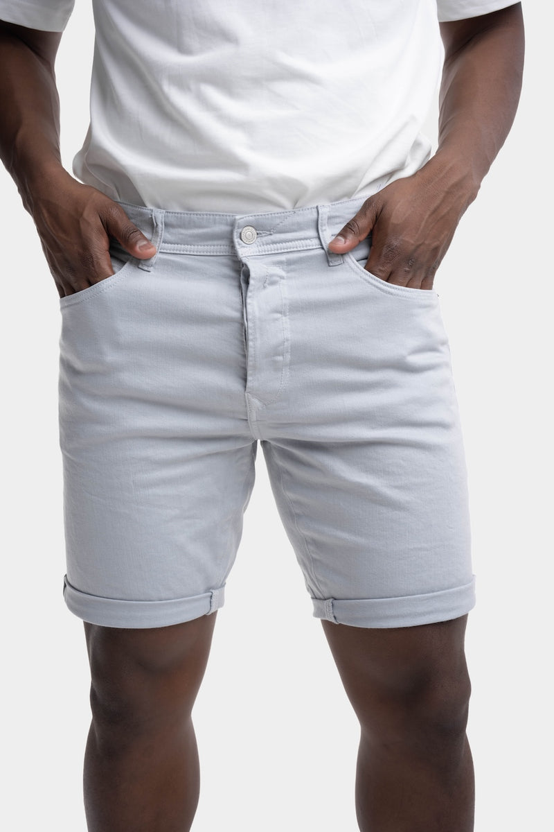 9.5 OZ STRETCH BULL DENIM TAPERED-FIT SHORTS | PEWTER BLUE MA981Y 8488790-211
