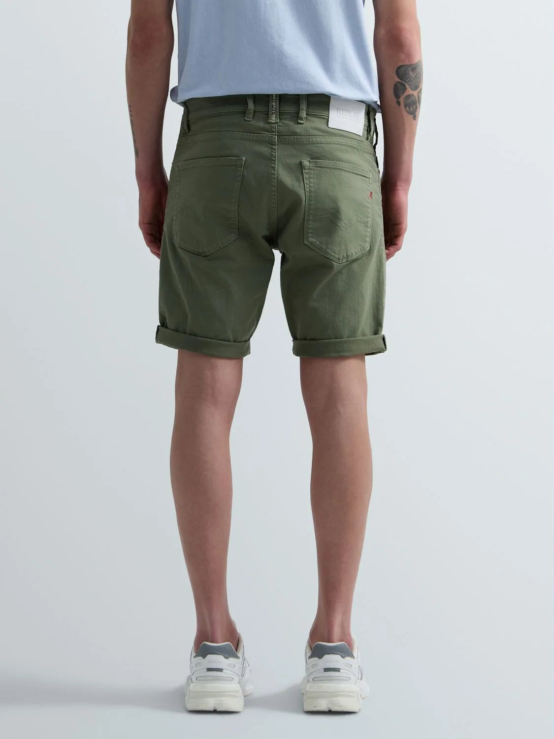 9.5 OZ STRETCH BULL DENIM TAPERED-FIT SHORTS | LIGHT MILITARY MA981Y 8488790-103