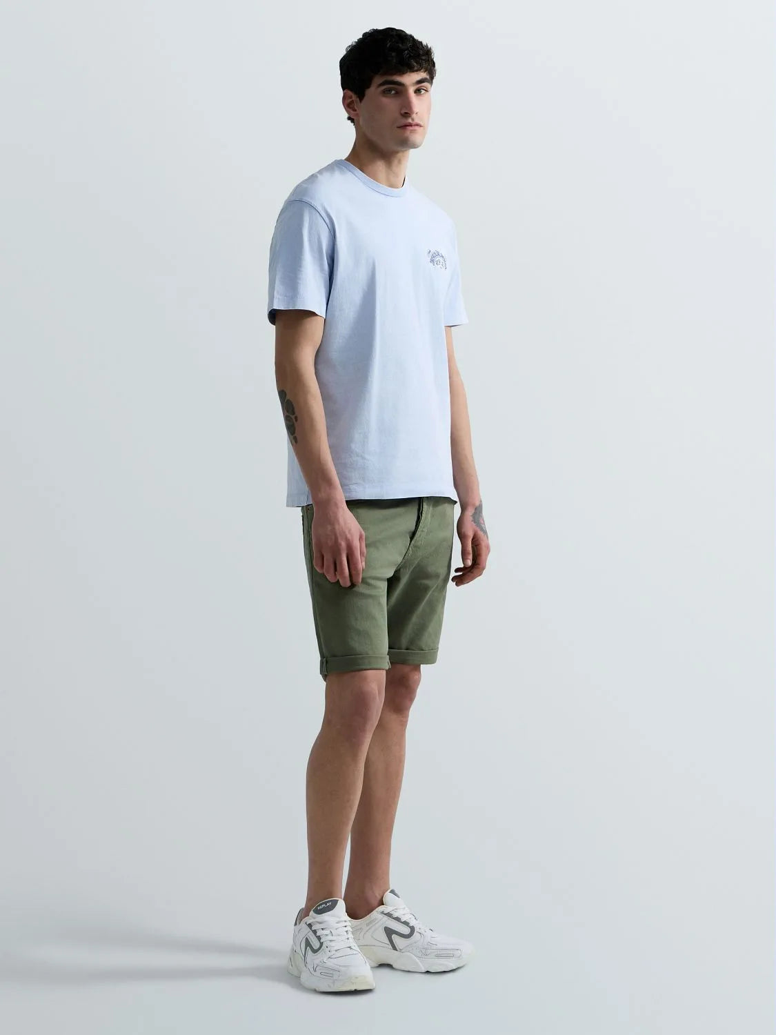 9.5 OZ STRETCH BULL DENIM TAPERED-FIT SHORTS | LIGHT MILITARY MA981Y 8488790-103