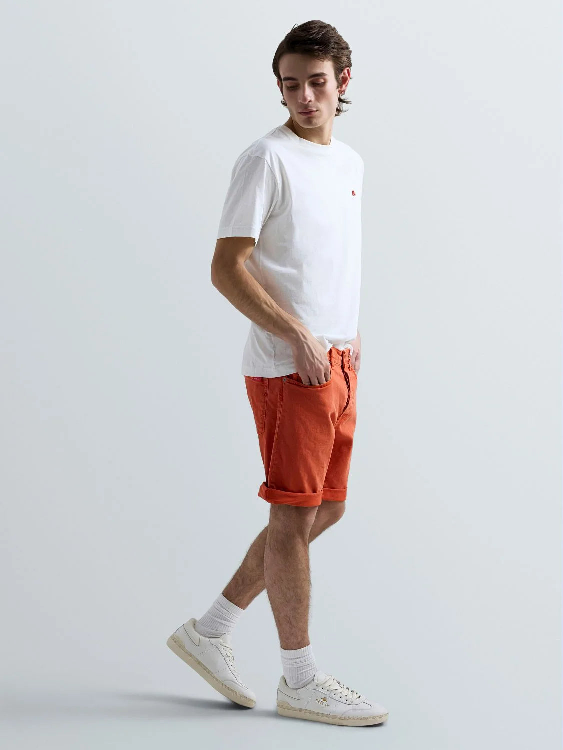 9.5 OZ STRETCH BULL DENIM TAPERED-FIT SHORTS | BURNT ORANGE MA981Y 8488790-644