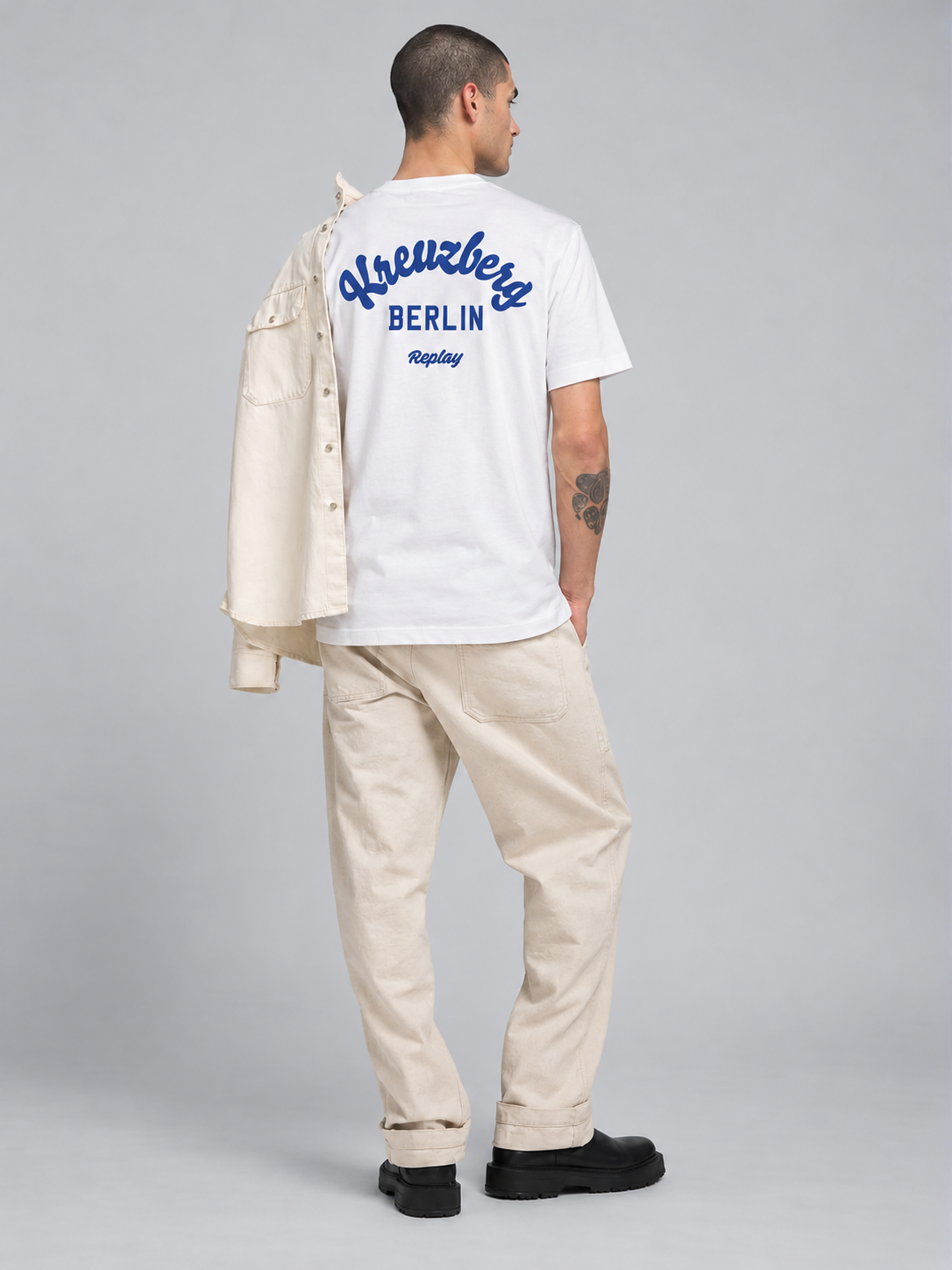PIECE DYED HEAVY COTTON JERSEY T-SHIRT | NATURAL WHITE M3536 23608P-011