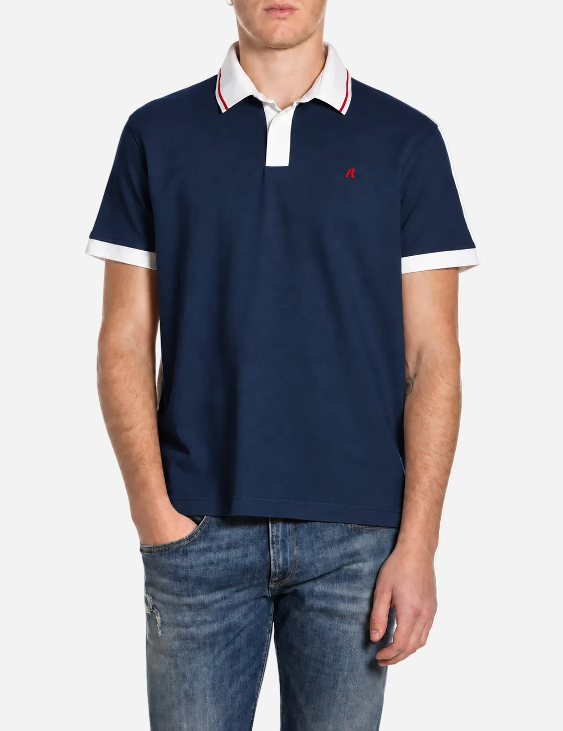 TEXTURIZED COTTON POLY PIQUET POLO SHIRT | DARK NAVY M3435 23966-970