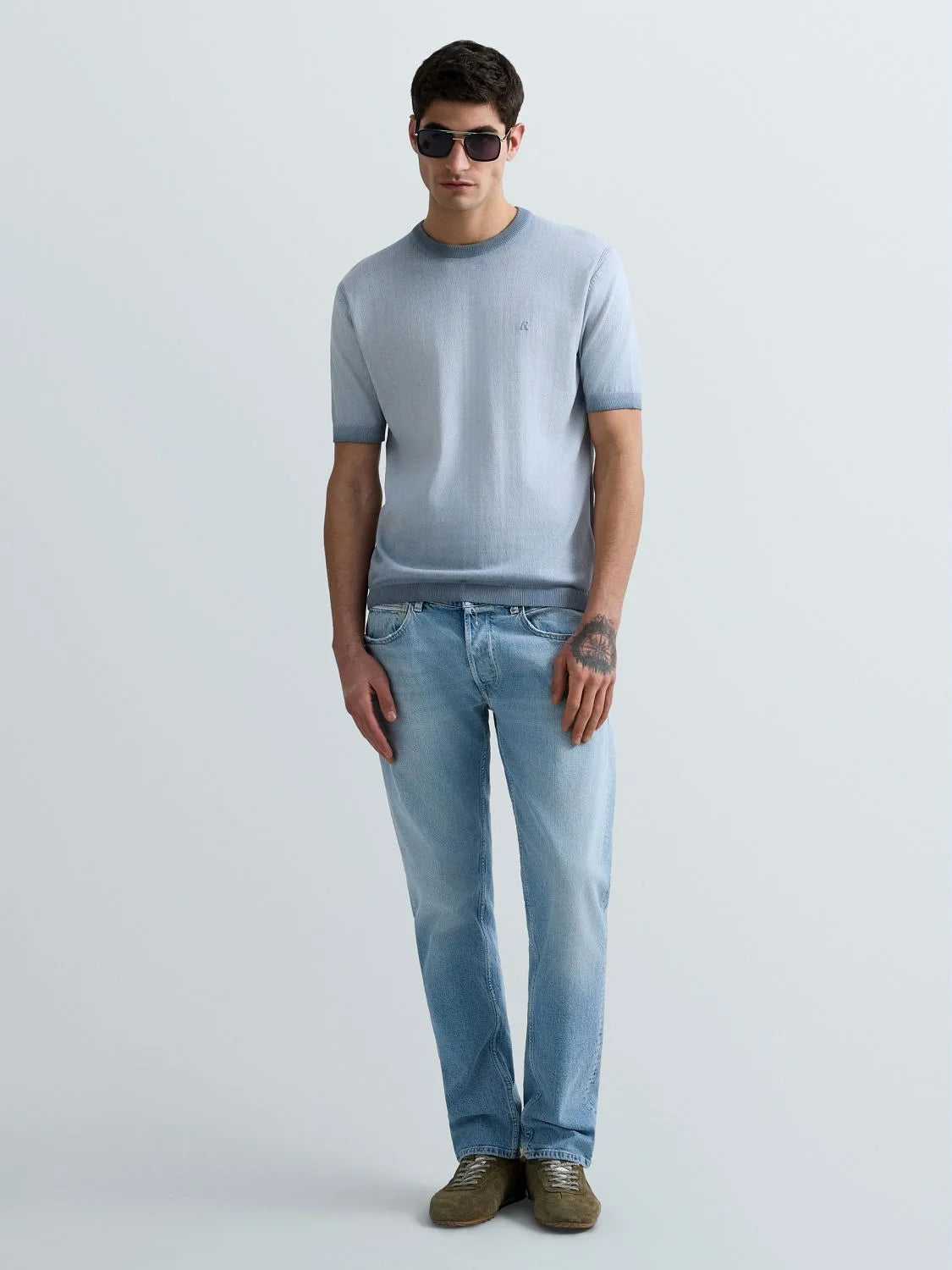 OMBRE COTTON REGULAR-FIT SWEATER T-SHIRT | PEWTER BLUE UK4718 G20785A-211