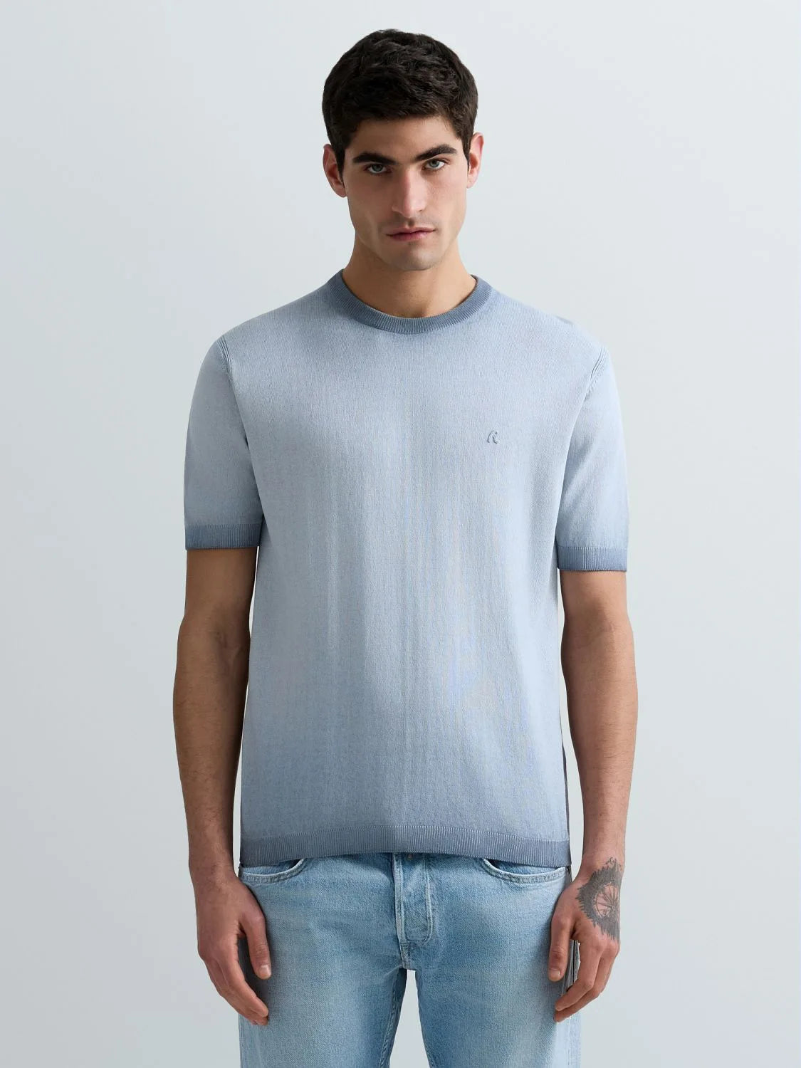 OMBRE COTTON REGULAR-FIT SWEATER T-SHIRT | PEWTER BLUE UK4718 G20785A-211