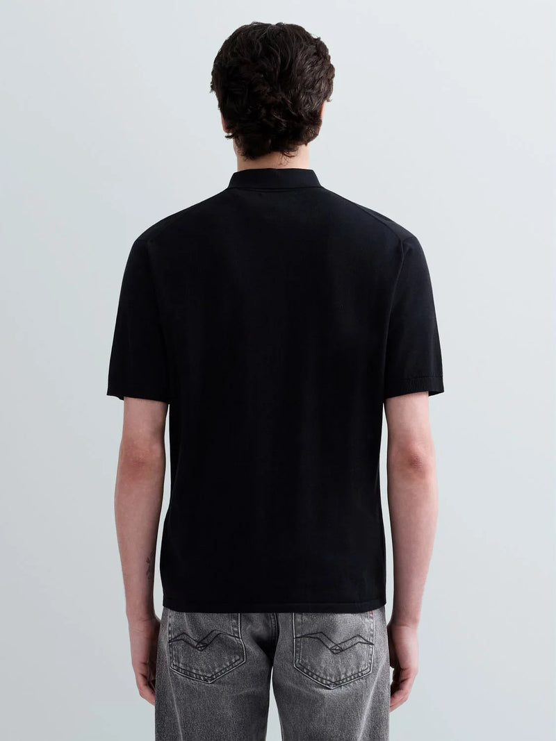 SHORT-SLEEVED SHIRT-STYLE KNIT | BLACK UK5158 G23726-098
