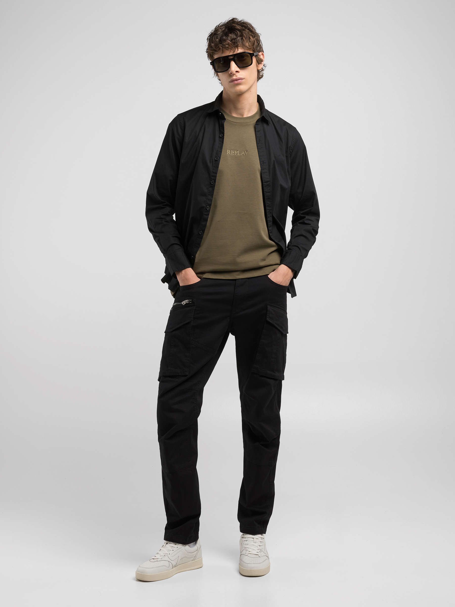 joe comfort cotton twill black trousers