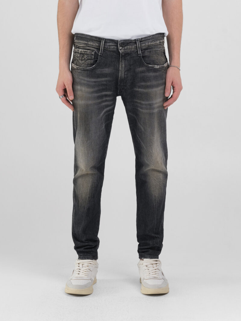 bronny super slim fit 12 oz white weft black power straw jeans
