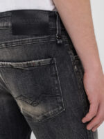 bronny super slim fit 12 oz white weft black power straw jeans