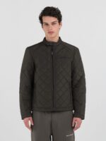 full zip technical dark olive fabric jacket