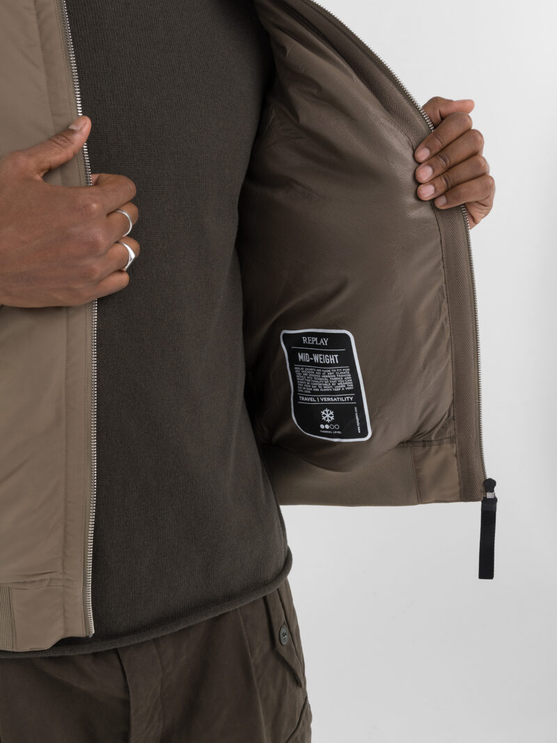 light mud poly satin jacket