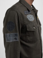 shirt dark olive jacket with lettering and appliquÃ©s