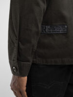 shirt dark olive jacket with lettering and appliquÃ©s