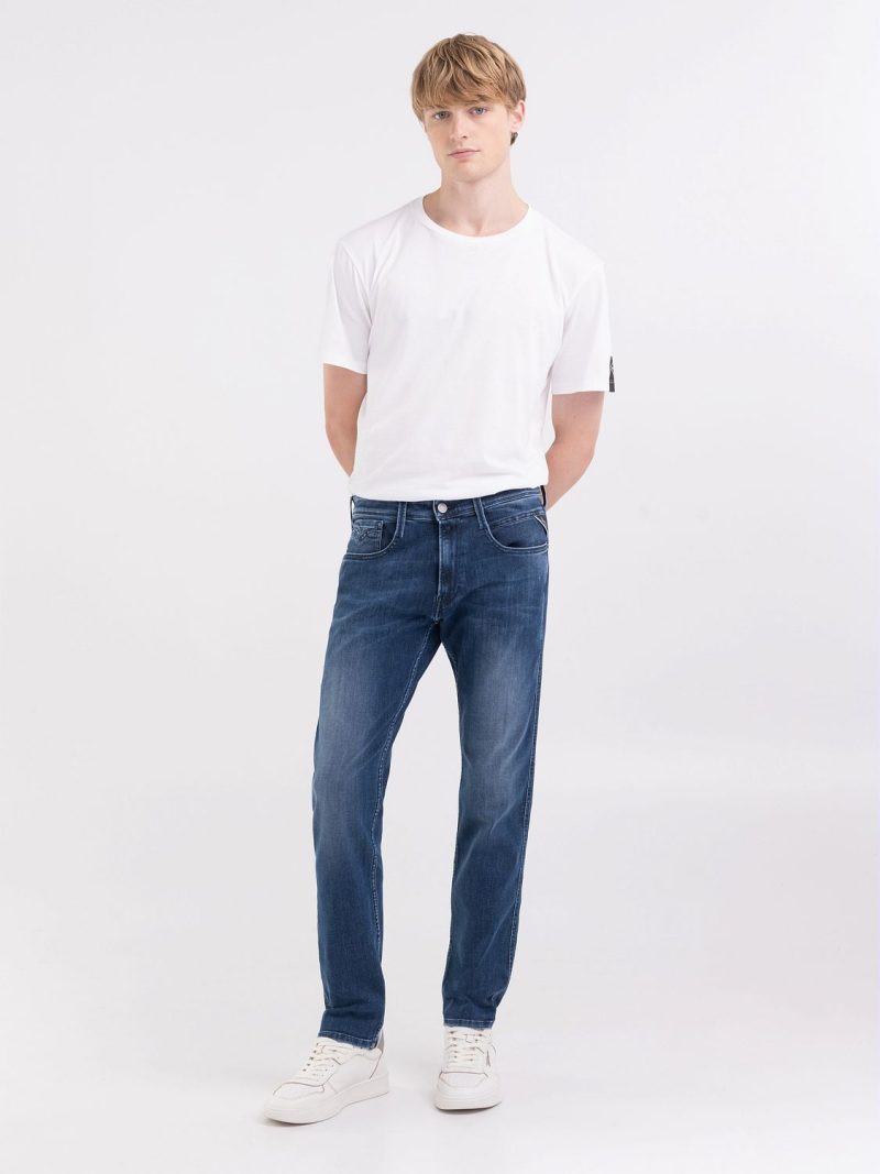 medium blue 10 oz dark indigo power stretch anbass slim fit jeans