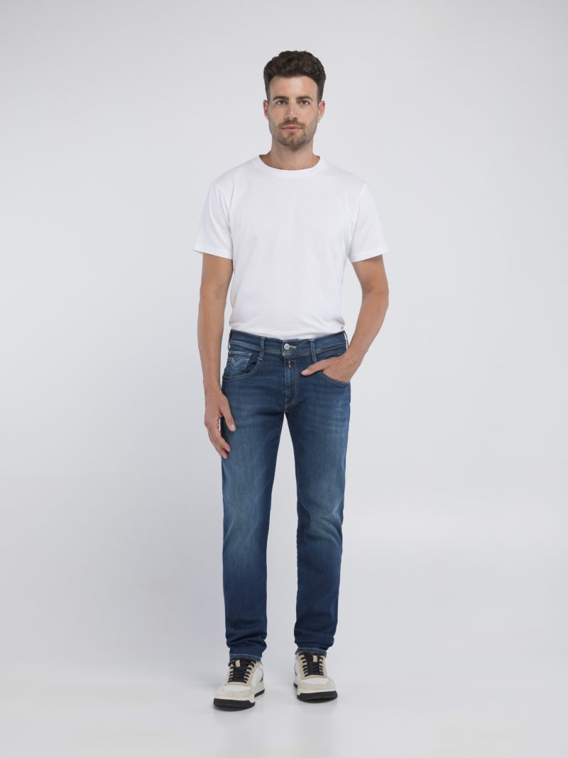 medium blue 11.5 oz hyperflex green cast denim anbass slim jeans