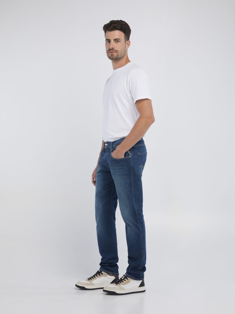 medium blue 11.5 oz hyperflex green cast denim anbass slim jeans